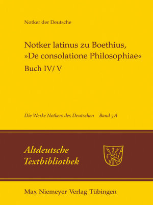 cover image of Notker latinus zu Boethius, »De consolatione Philosophiae«